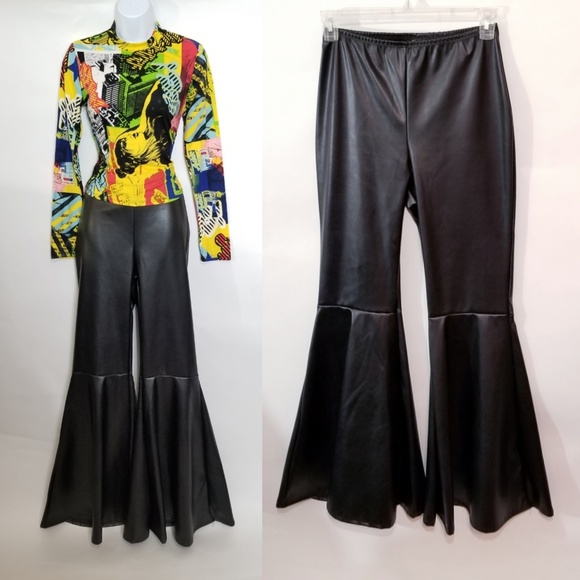 Faux Leather Bell Bottom Pants - Picture 3 of 5